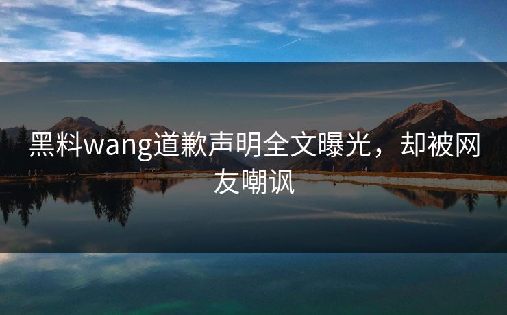 黑料wang道歉声明全文曝光，却被网友嘲讽