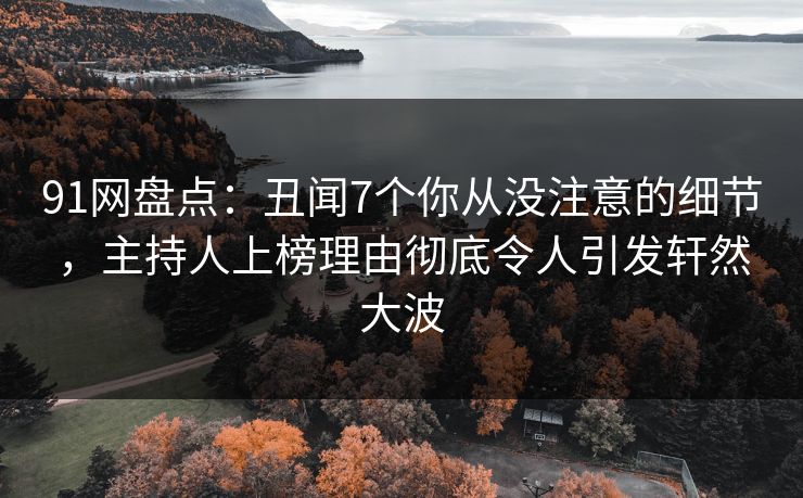 91网盘点：丑闻7个你从没注意的细节，主持人上榜理由彻底令人引发轩然大波
