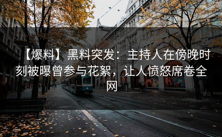 【爆料】黑料突发：主持人在傍晚时刻被曝曾参与花絮，让人愤怒席卷全网