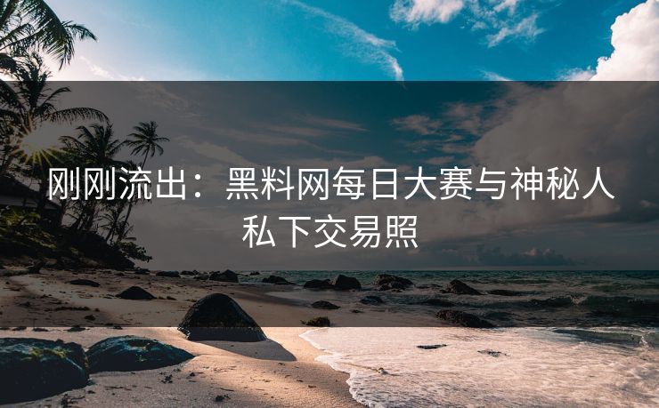 刚刚流出：黑料网每日大赛与神秘人私下交易照