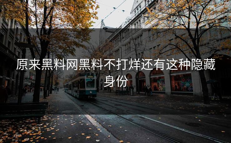 原来黑料网黑料不打烊还有这种隐藏身份