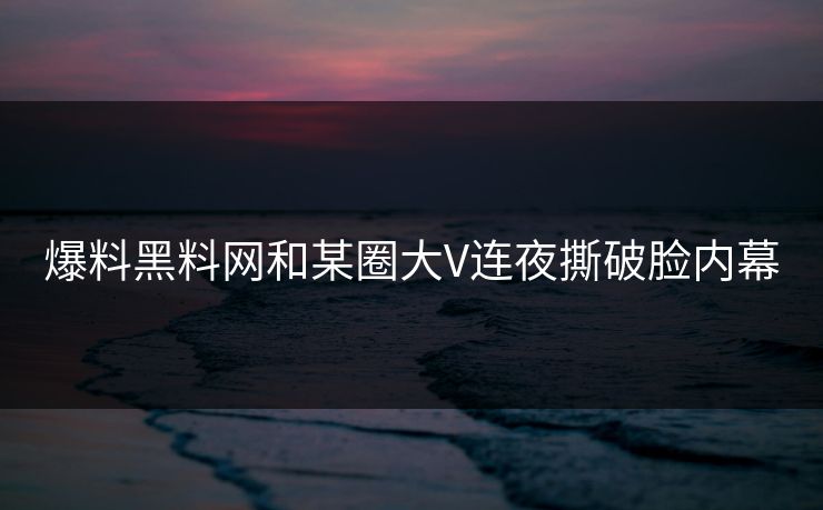 爆料黑料网和某圈大V连夜撕破脸内幕