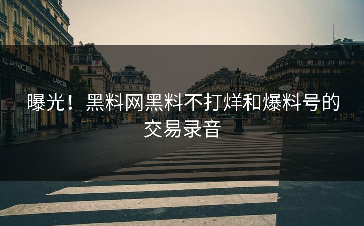 曝光！黑料网黑料不打烊和爆料号的交易录音