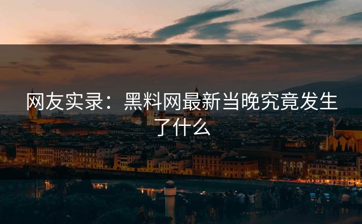 网友实录：黑料网最新当晚究竟发生了什么