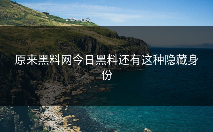 原来黑料网今日黑料还有这种隐藏身份