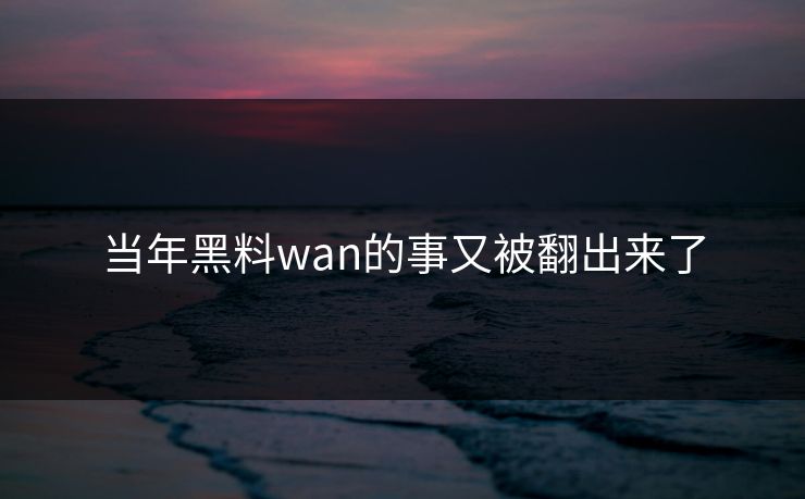 当年黑料wan的事又被翻出来了