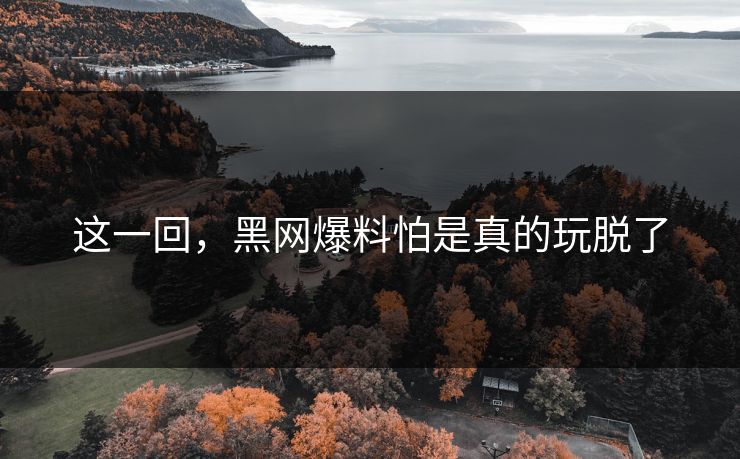 这一回，黑网爆料怕是真的玩脱了