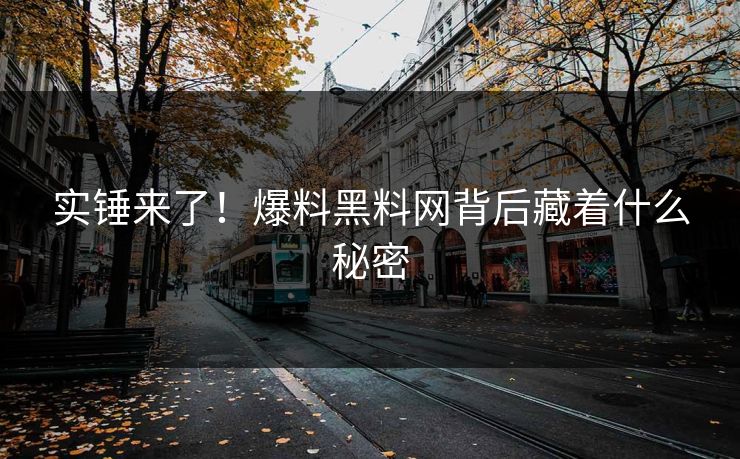 实锤来了！爆料黑料网背后藏着什么秘密
