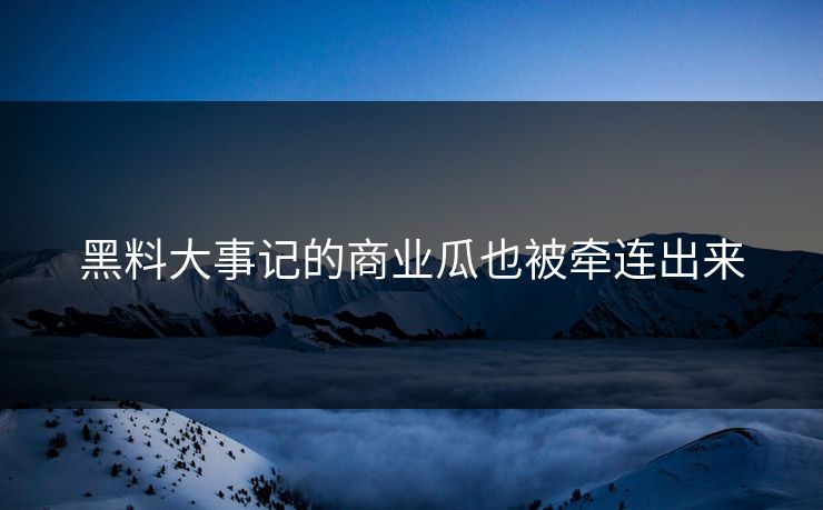 黑料大事记的商业瓜也被牵连出来