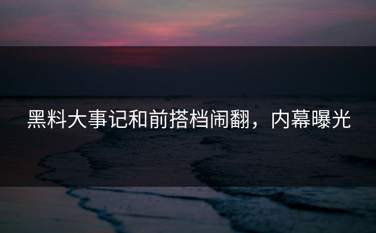 黑料大事记和前搭档闹翻，内幕曝光