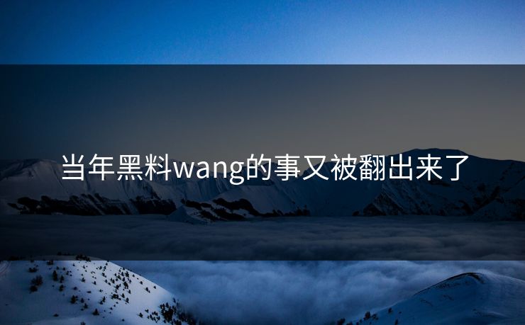 当年黑料wang的事又被翻出来了