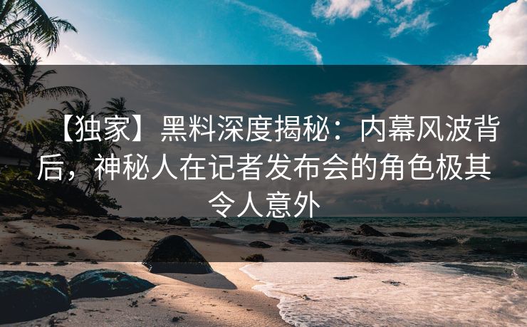 【独家】黑料深度揭秘：内幕风波背后，神秘人在记者发布会的角色极其令人意外