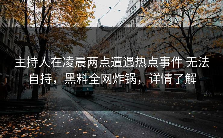 主持人在凌晨两点遭遇热点事件 无法自持，黑料全网炸锅，详情了解