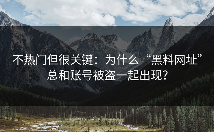 不热门但很关键：为什么“黑料网址”总和账号被盗一起出现？